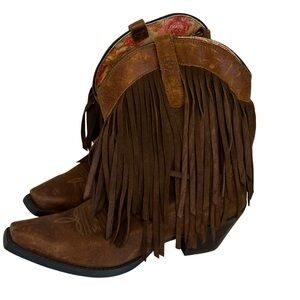Ariat Gold Rush Fringe Cowboy Boots size 7.5 brown leather